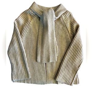 Per Se Gold Metallic 100% Wool Runway Sweater Jacket With Neck Wrap.  Size Med